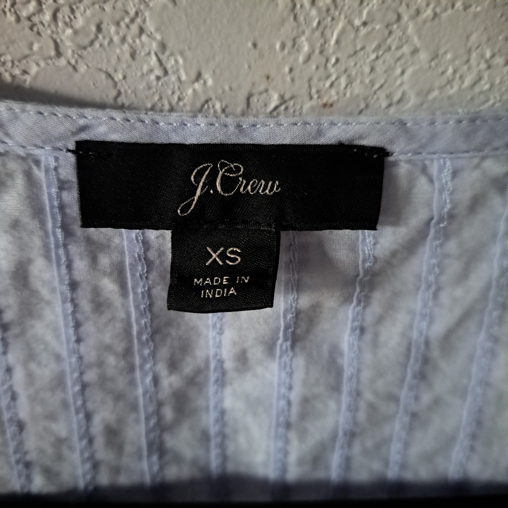 J. Crew Light Blue Lace Trimmed Short Sleeve Top - Picture 7 of 9
